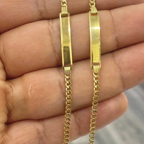 Bracelet 5.5" Baby ID Personalized Jewelry 10K Real Gold Newborn - Picture 3 of 7